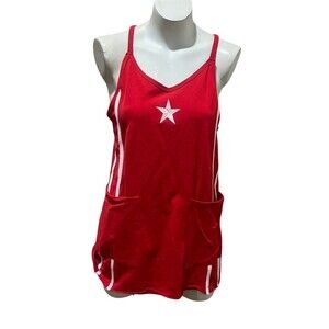 Vinyl Threads Tank Dress Womens XS Red Mini Racerback Star Side Stripe